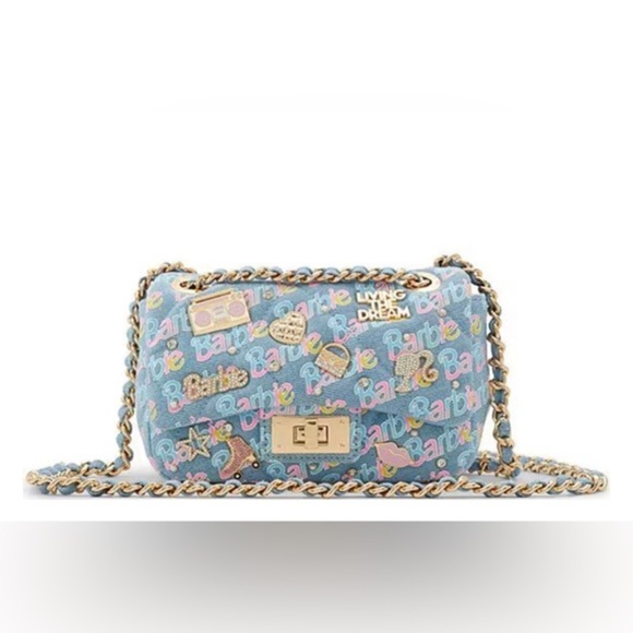 ALDO Barbie Plush blue quilted Denim‎ Crossbody Bag new - Picture 1 of 7